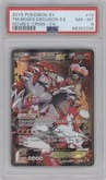 Team Magma's Groudon EX from the 2015 Pokemon XY set graded by PSA and given an overall grade of 8.