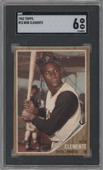 Bob Clemente from the 1962 Topps set graded by PSA and given an overall grade of 6.
