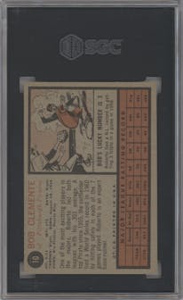 Bob Clemente from the 1962 Topps set graded by PSA and given an overall grade of 6.