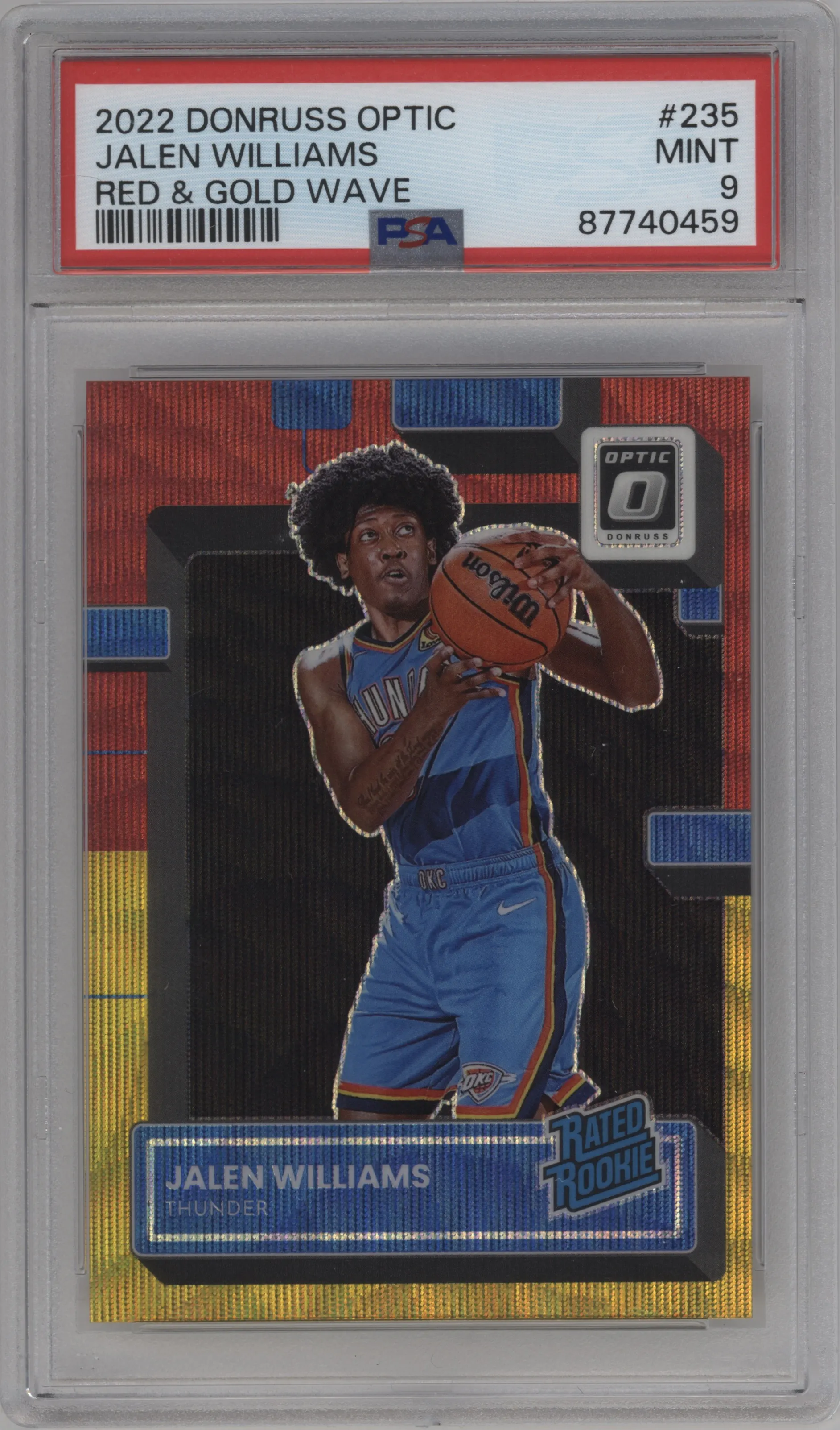 2022 Panini Donruss Optic Rated Rookie Jalen Williams Red & Gold Wave PSA 9