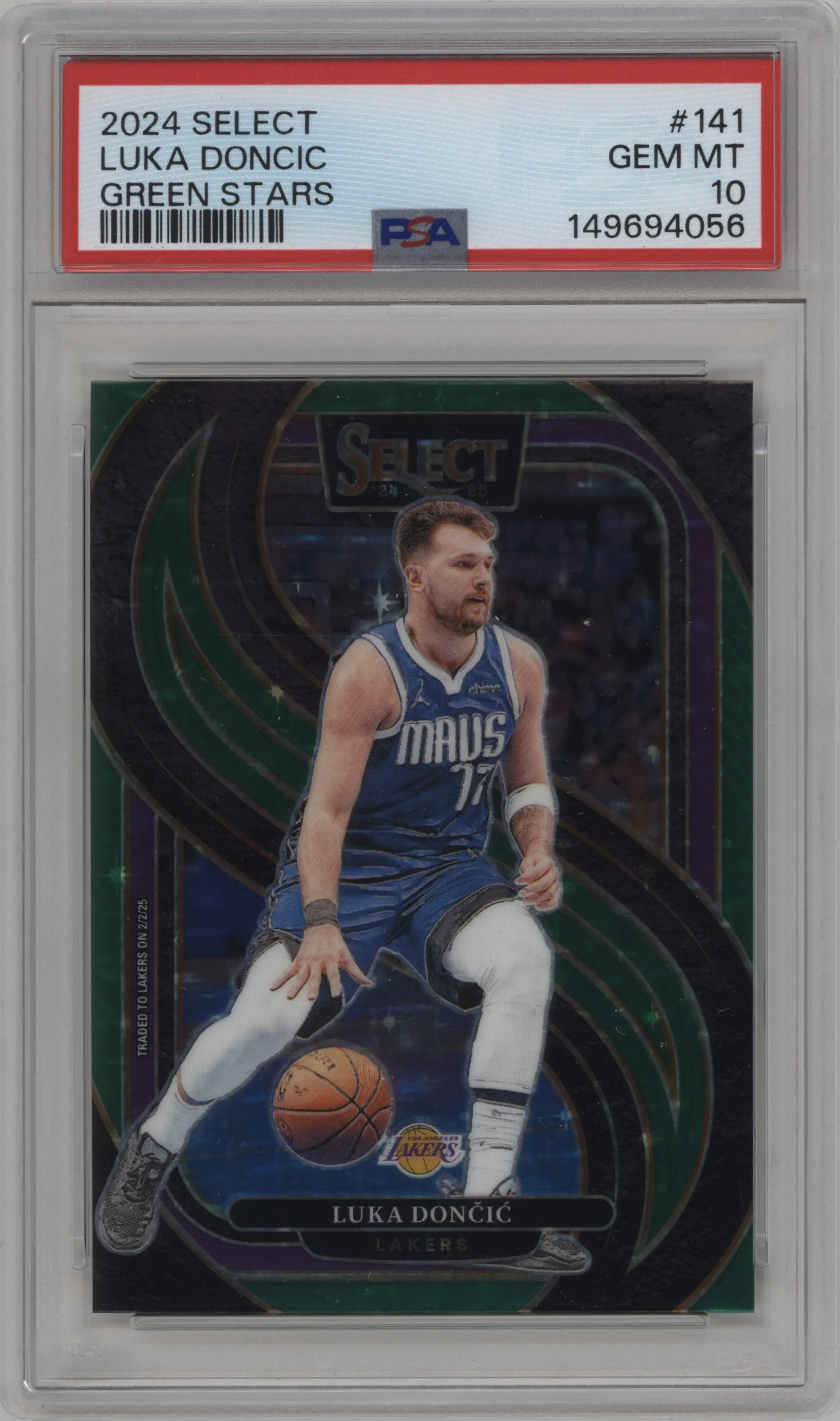 2024 Panini Select Pre.Lvl. Luka Doncic Green Stars Prizm #141 PSA 10