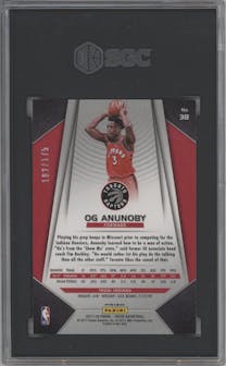 OG Anunoby from the 2017-18 Panini Prizm  set featuring a Fast Break Blue parallel graded by SGC and given an overall grade of 9.5.