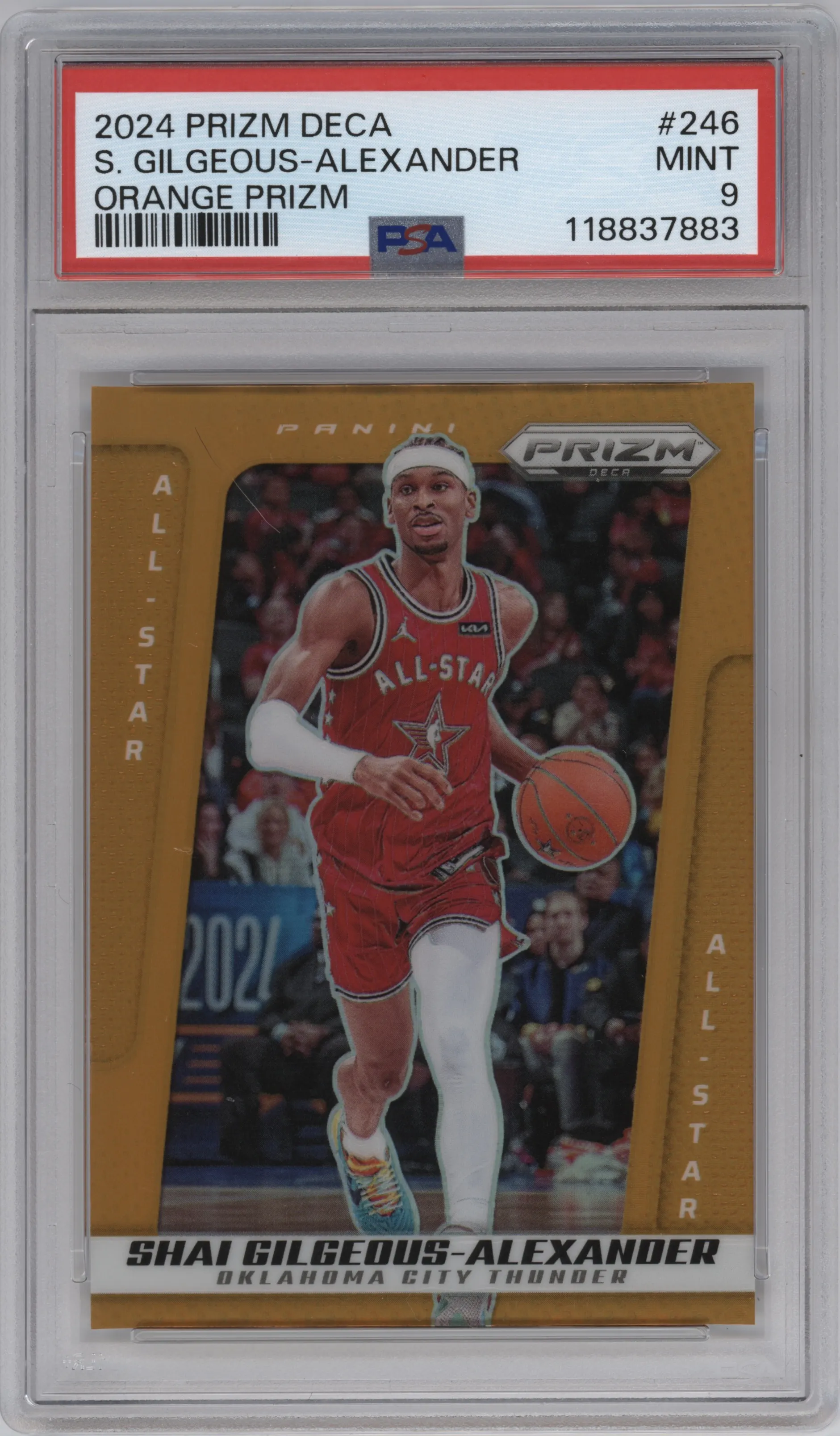 2024 Panini Prizm Deca Shai Gilgeous-Alexander Orange Prizm #246 PSA 9