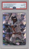 Julio Rodriguez from the 2022 Bowman’s Best   set featuring a Atomic Refractor parallel graded by PSA and given an overall grade of 10.