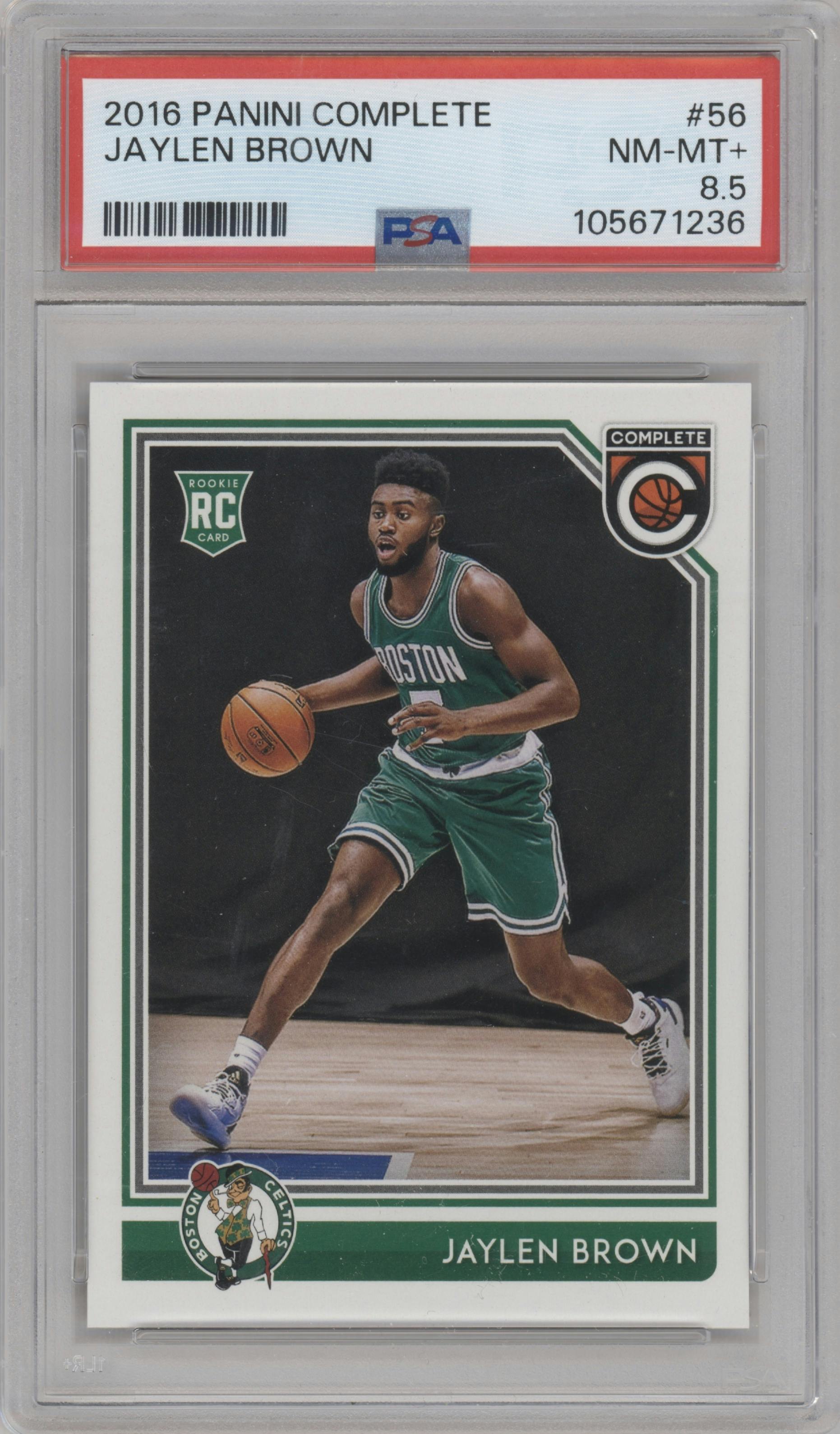 Jaylen Brown from the 2016-17 Panini Complete set graded by PSA and given an overall grade of 8.5.