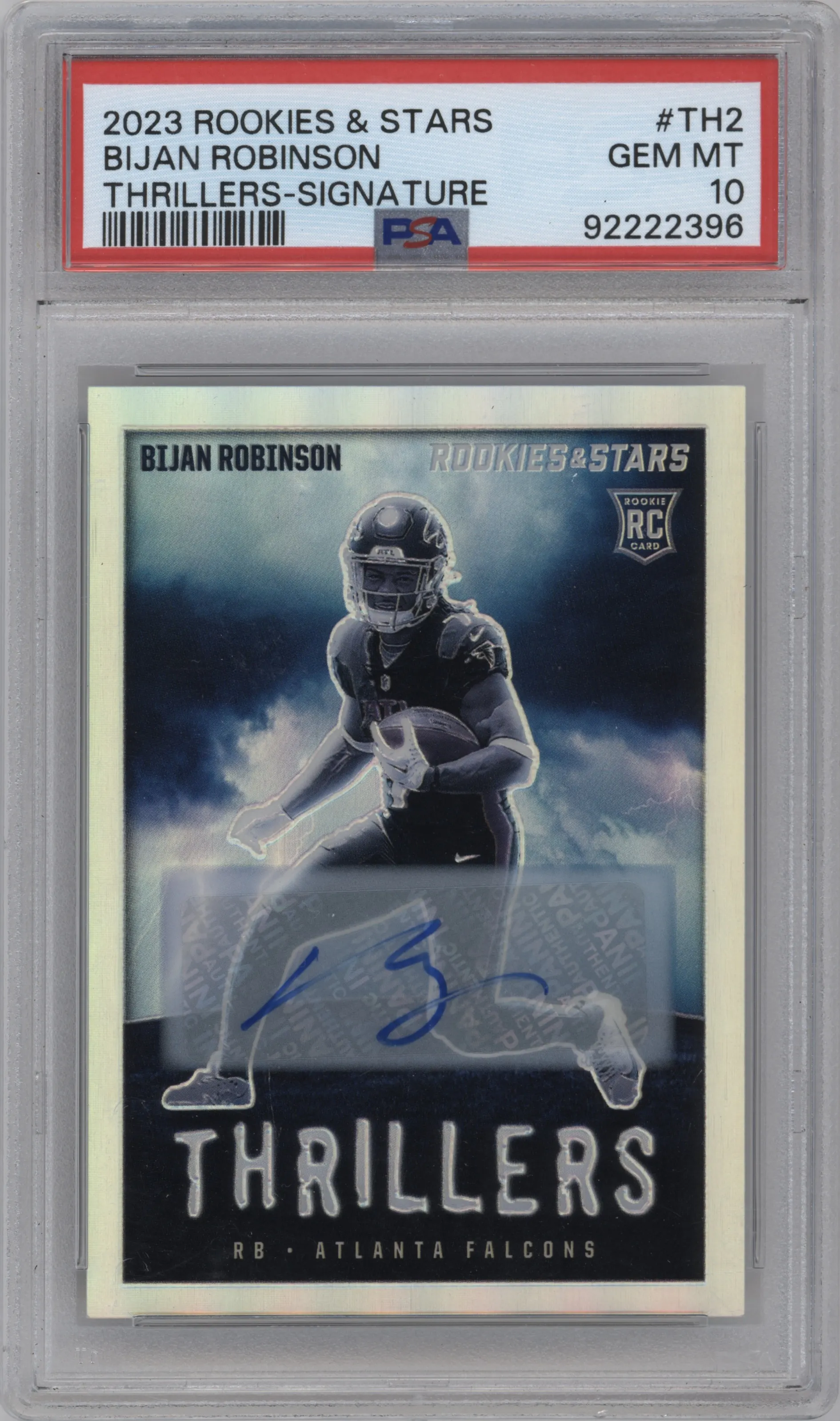 2023 Panini Rookies & Stars Thrillers Sig. Bijan Robinson #TH-2 PSA 10