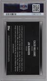 Caleb Williams/ im McMahon from the 2024 Topps Midnight set featuring a Winter Solstice parallel graded by PSA and given an overall grade of 8.