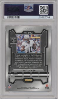 Tre Tucker from the 2023 Panini Prizm set featuring a Pink Prizm parallel graded by PSA and given an overall grade of 10.