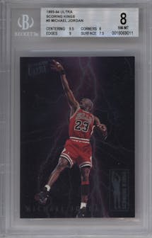 Michael Jordan from the 1993-94 Fleer Ultra set graded by Beckett and given an overall grade of 8.