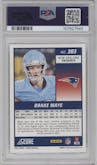 Drake Maye from the 2024 Panini Score set graded by PSA and given an overall grade of 10.