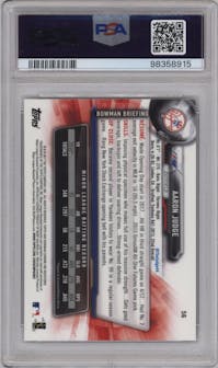 Aaron Judge from the 2017 Bowman Chrome set graded by PSA and given an overall grade of 10.