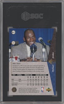 Michael Jordan from the 1994-95 Upper Deck SP set featuring a Red parallel graded by SGC and given an overall grade of 9.5.