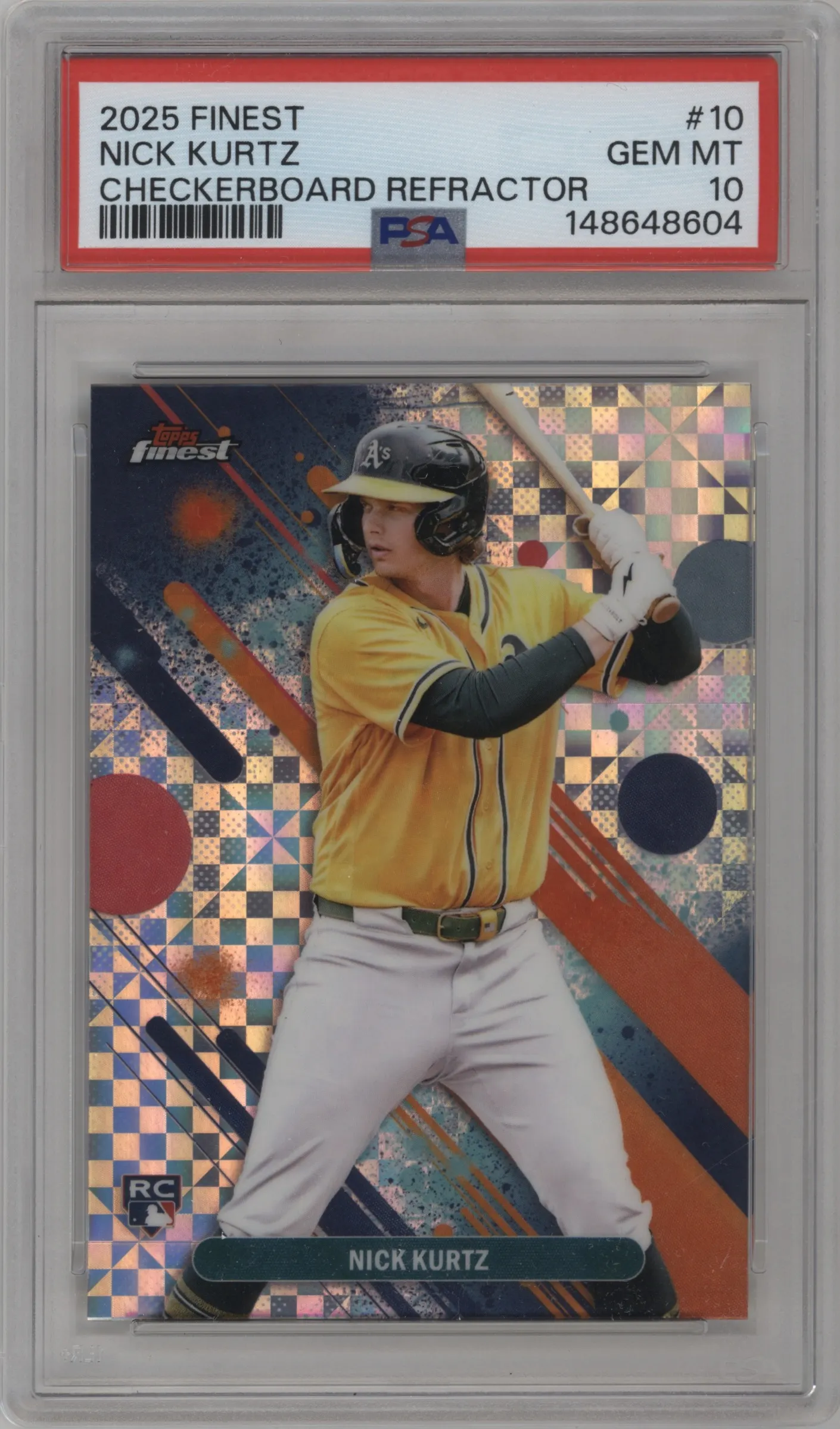 2025 Topps Finest Nick Kurtz Checkerboard Ref. PSA 10