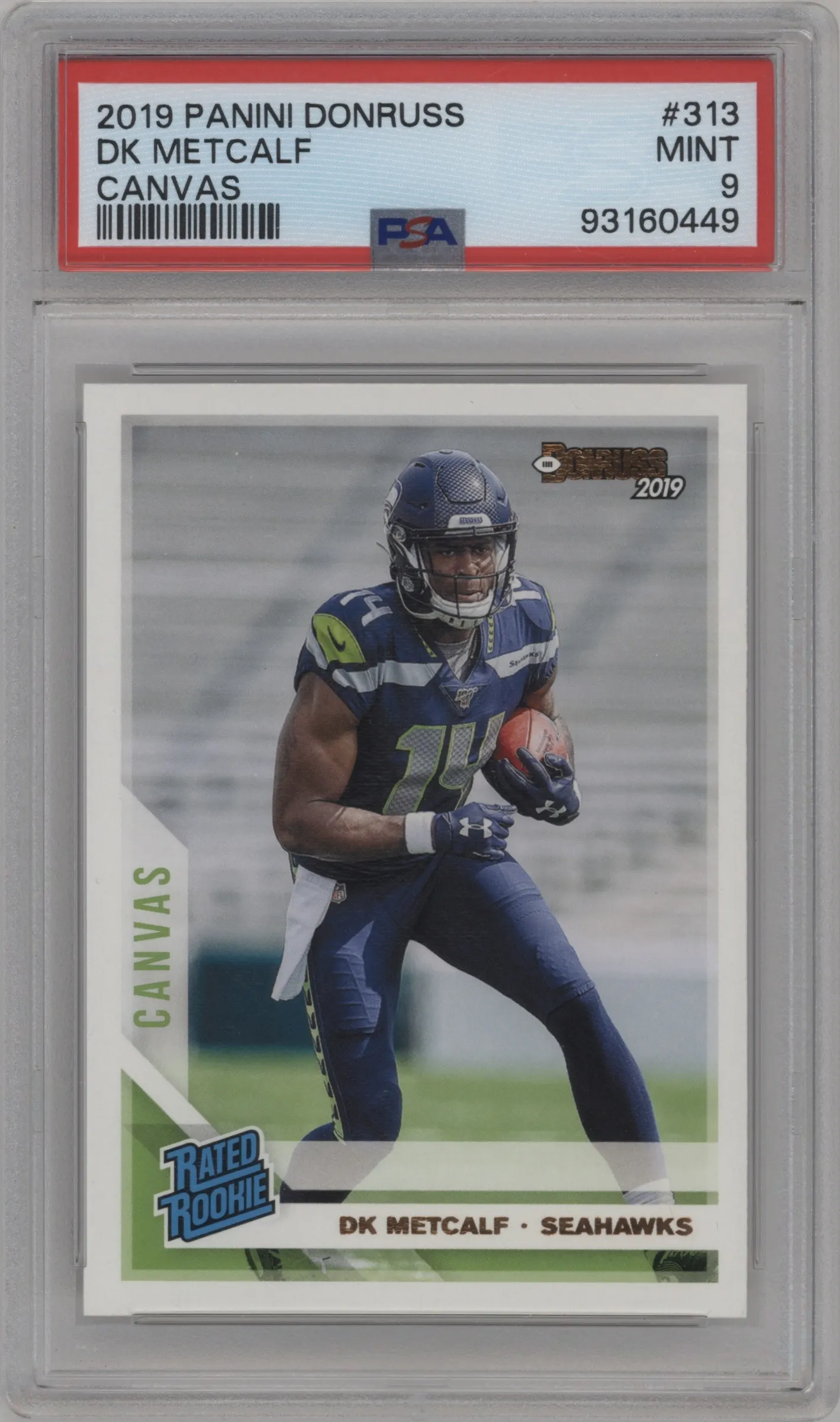2019 Panini Donruss Rated Rookie DK Metcalf Canvas #313 PSA 9