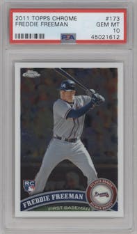 Freddie Freeman from the 2011 Topps Chrome set graded by PSA and given an overall grade of 10.