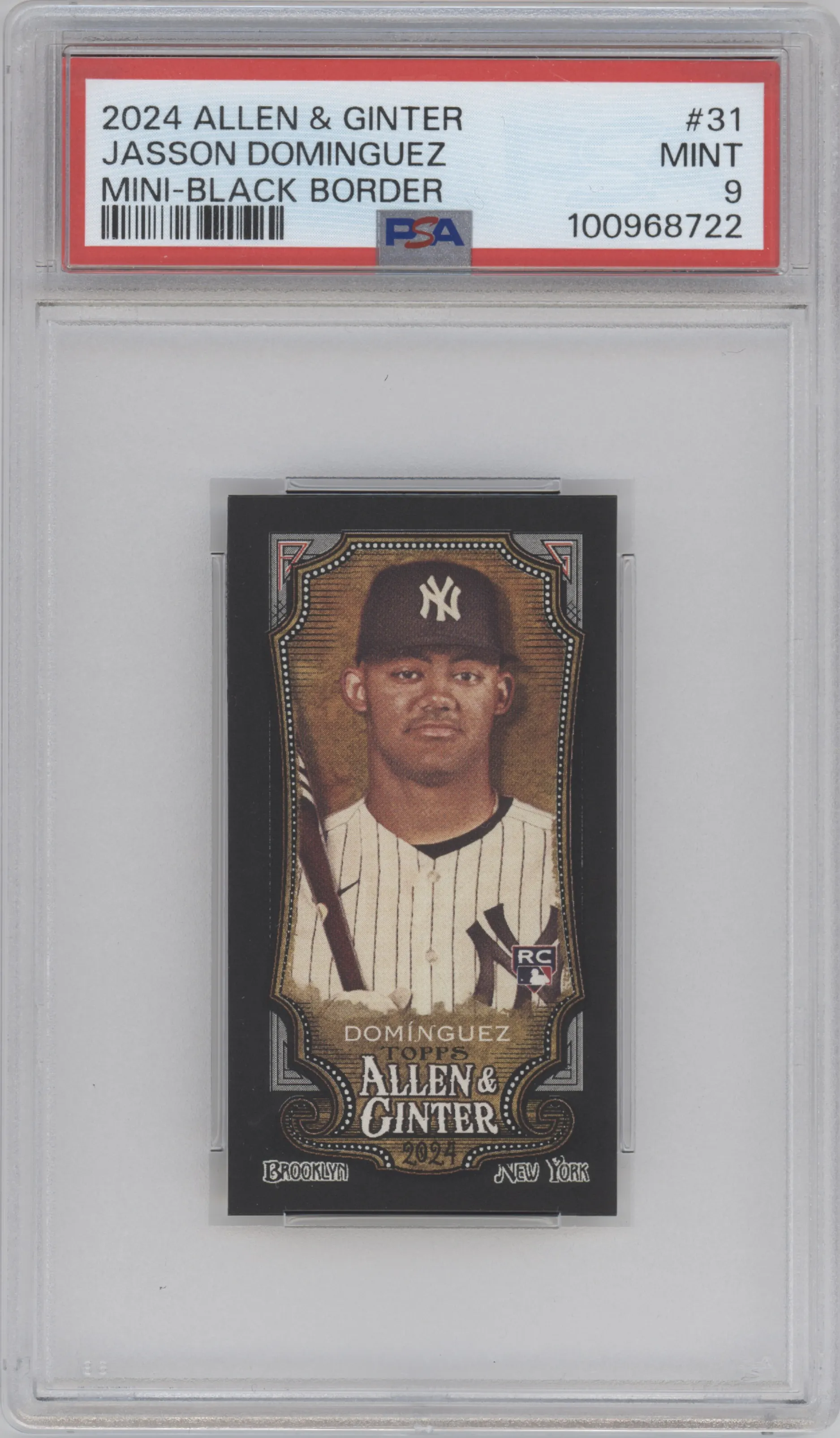 2024 Topps Allen & Ginter Framed Mini Jasson Dominguez Black Border #31 PSA 9