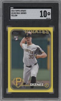 Paul Skenes from the 2024 Topps Update set featuring a Yellow  parallel graded by SGC and given an overall grade of 10.