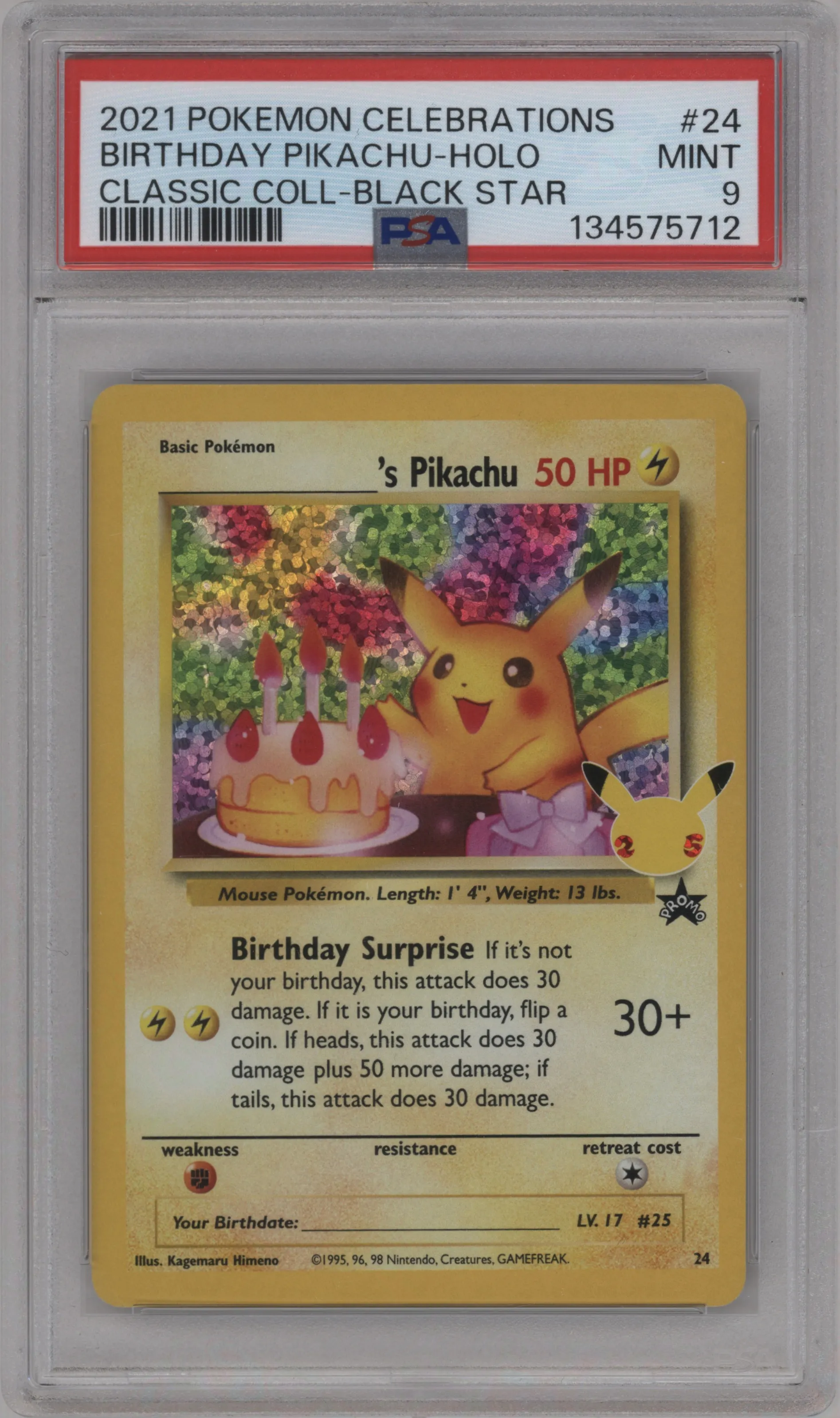 2021 Pokemon SWSH Celebrations CC _____'s Pikachu #24 PSA 9