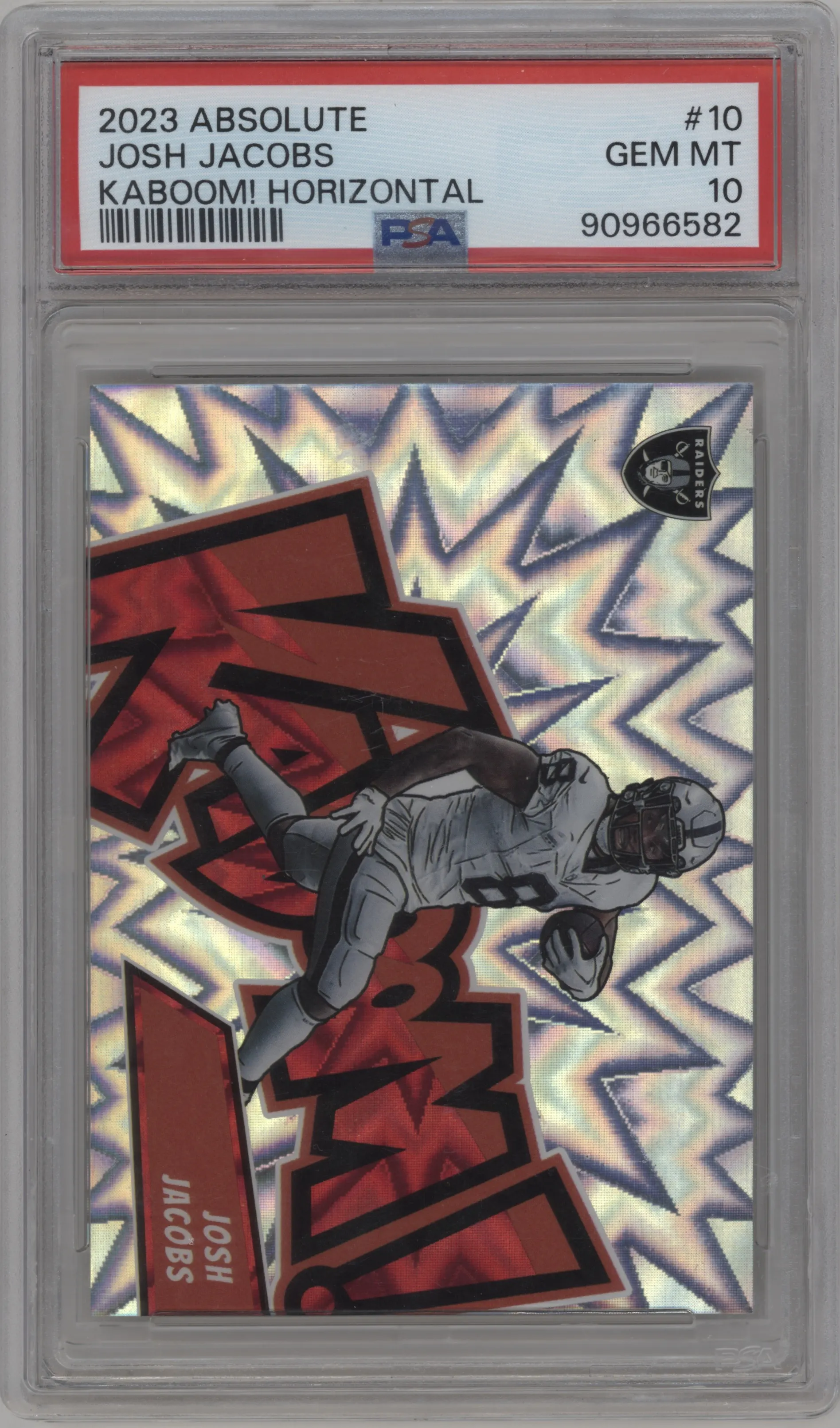 2023 Panini Absolute Kaboom! Horizontal Josh Jacobs #10 PSA 10