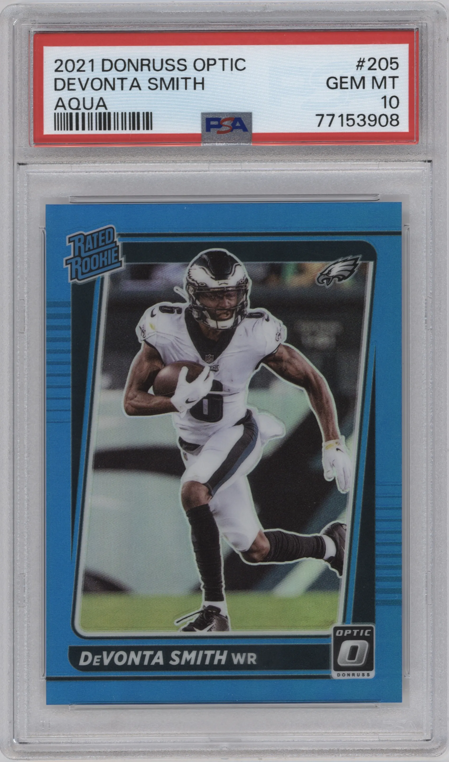 2021 Panini Donruss Optic Rated Rookie DeVonta Smith Aqua #205 PSA 10
