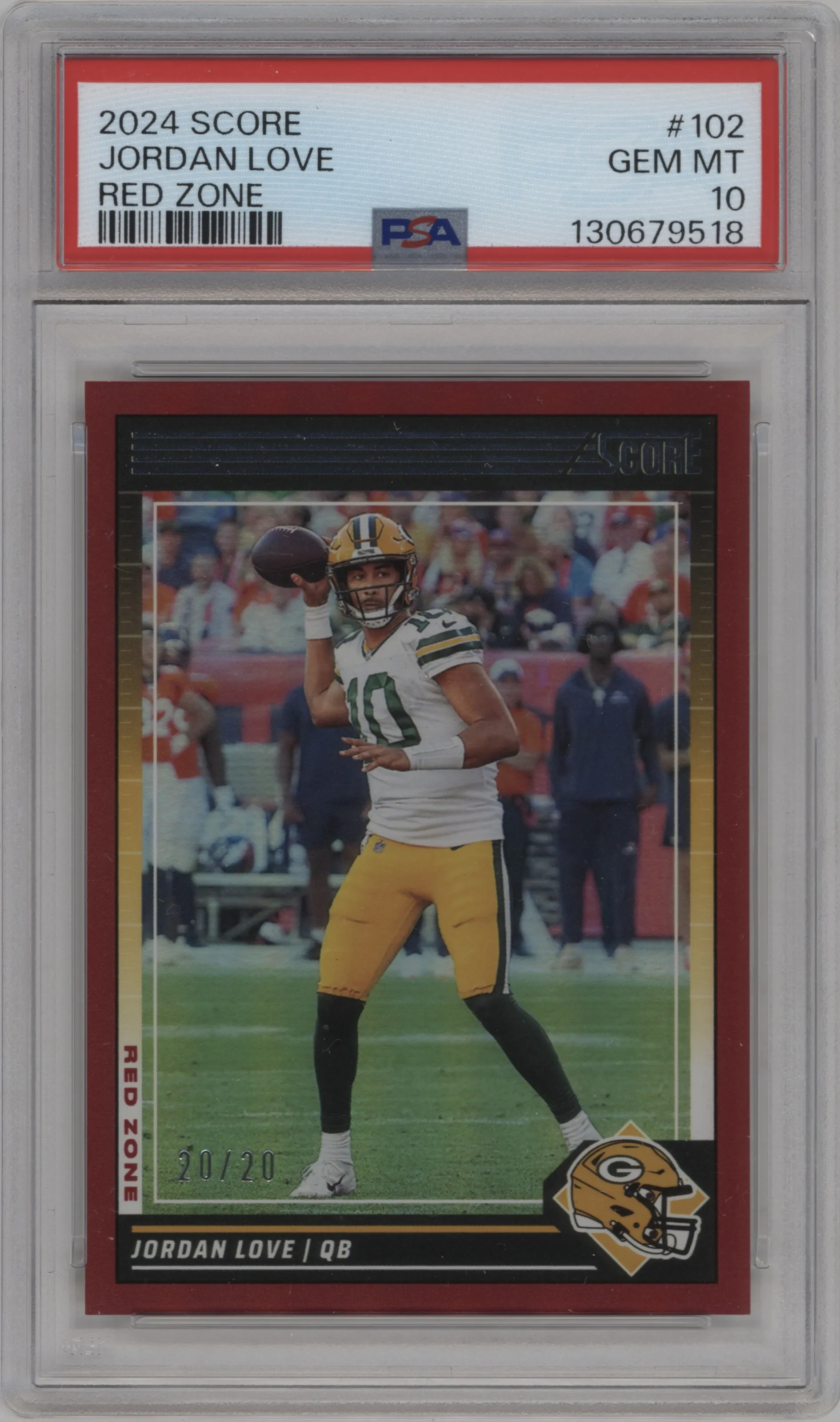 2024 Panini Score Jordan Love Red Zone PSA 10