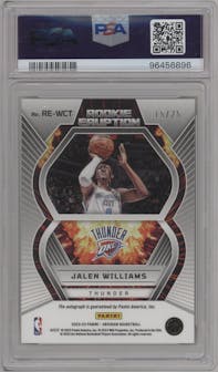 Jalen Williams from the 2022-23 Panini Obsidian set featuring a Electric Etch Green parallel graded by PSA and given an overall grade of 9.