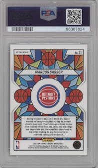 Marcus Sasser from the 2023-24 Panini Mosaic set graded by PSA and given an overall grade of 10.