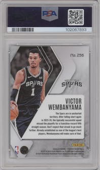 Victor Wembanyama  from the 2023-24 Panini Phoenix set graded by PSA and given an overall grade of 9.