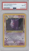 Gengar from the 1999 Pokemon set graded by PSA and given an overall grade of 8.