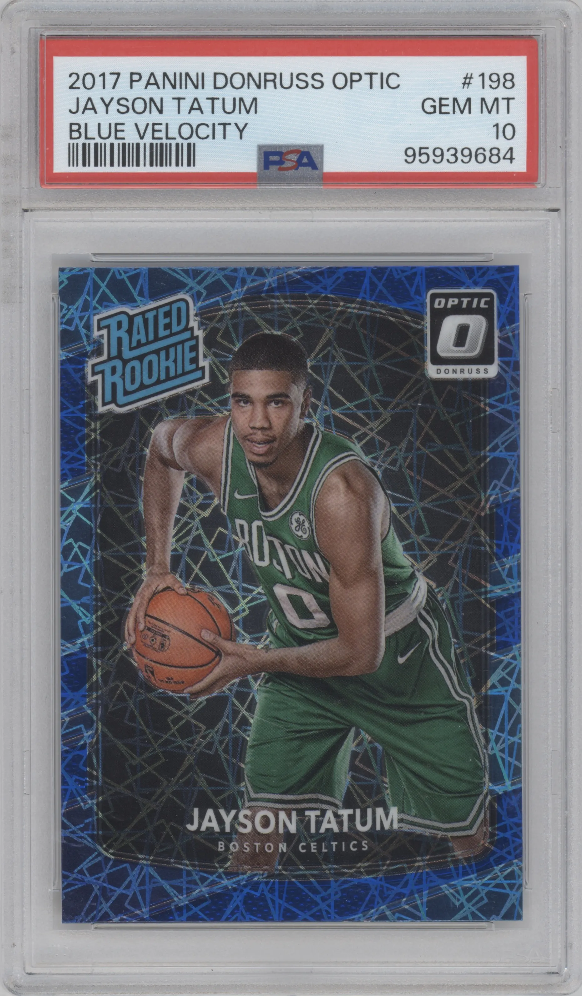 2017 Panini Donruss Optic Rated Rookie Jayson Tatum Blue Velocity #198 PSA 10