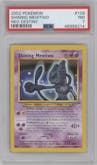 Shining Mewtwo from the 2002 Pokemon Neo Genesis set graded by PSA and given an overall grade of 7.