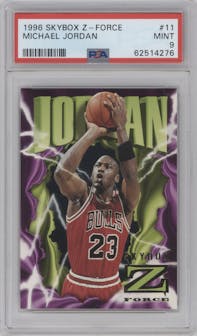 Michael Jordan from the 1996-97 Skybox Z-Force set graded by PSA and given an overall grade of 9.