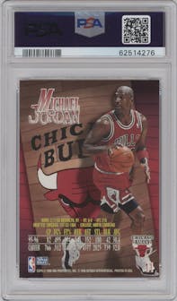 Michael Jordan from the 1996-97 Skybox Z-Force set graded by PSA and given an overall grade of 9.