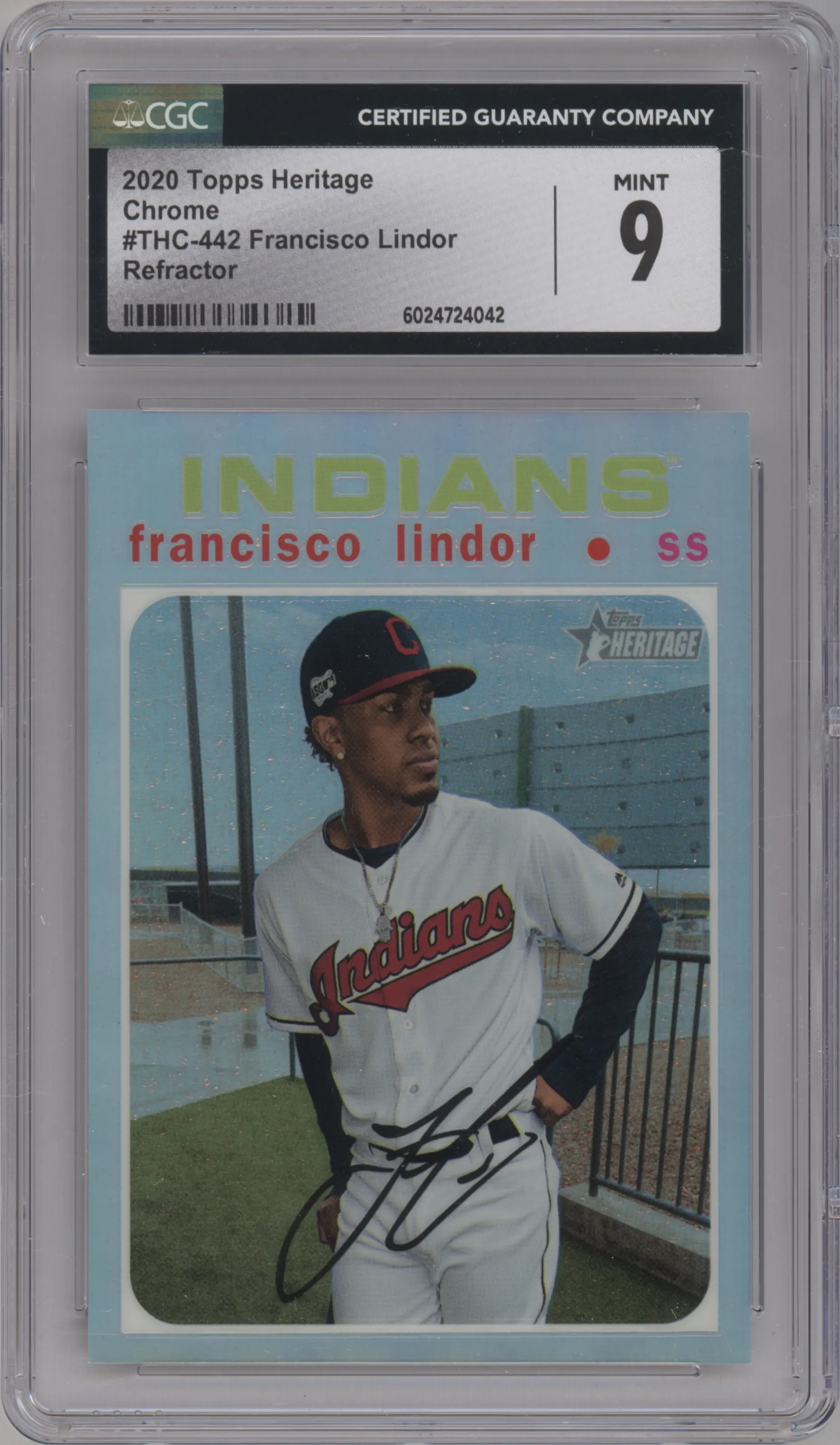 2020 Topps Heritage Chrome Francisco Lindor Refractor #THC-442 CGC 9