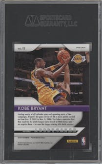 Kobe Bryant from the 2018-19 Panini Prizm set featuring a Pink Ice parallel graded by SGC and given an overall grade of 9.