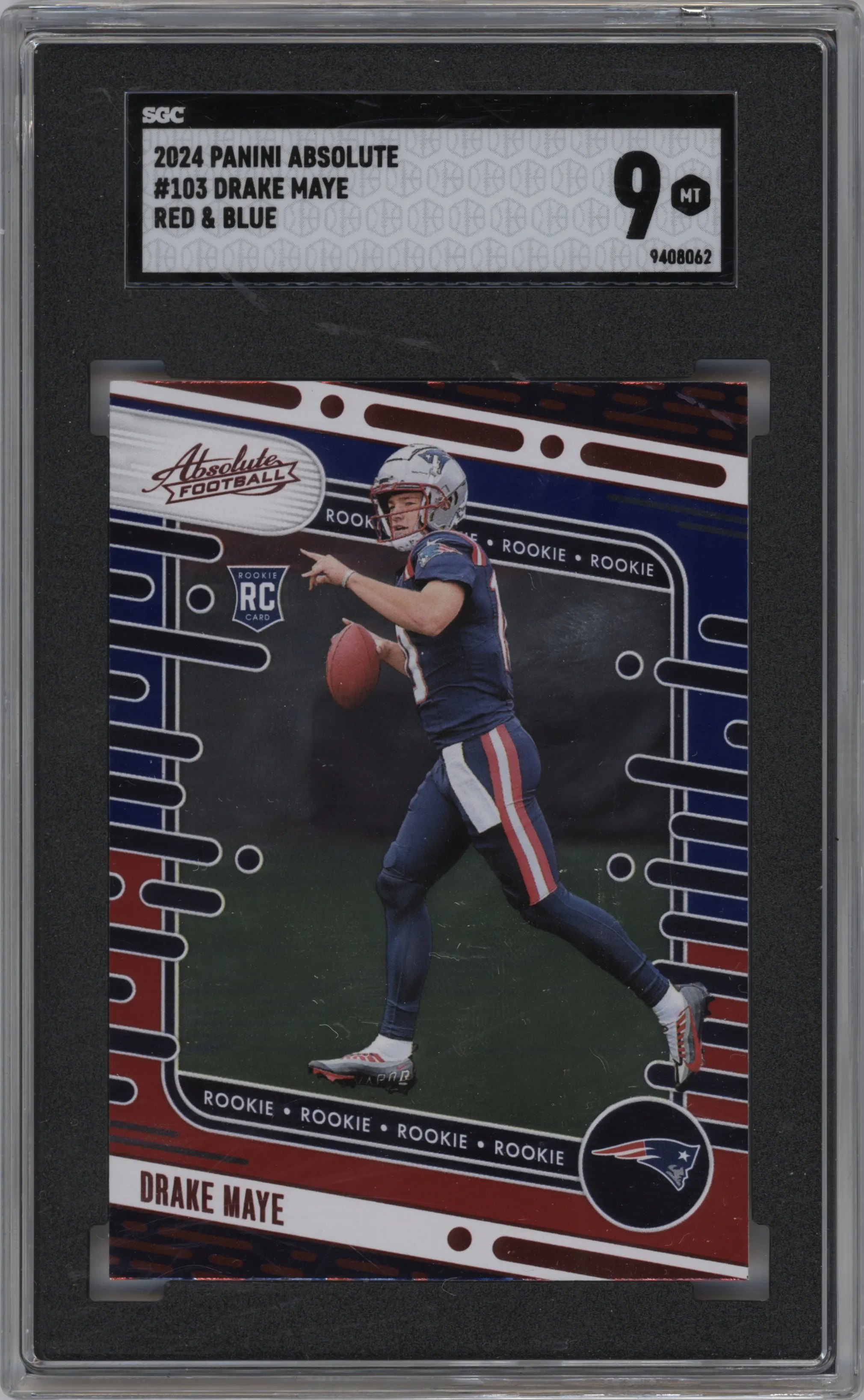 2024 Panini Absolute Drake Maye Red/Blue SGC 9