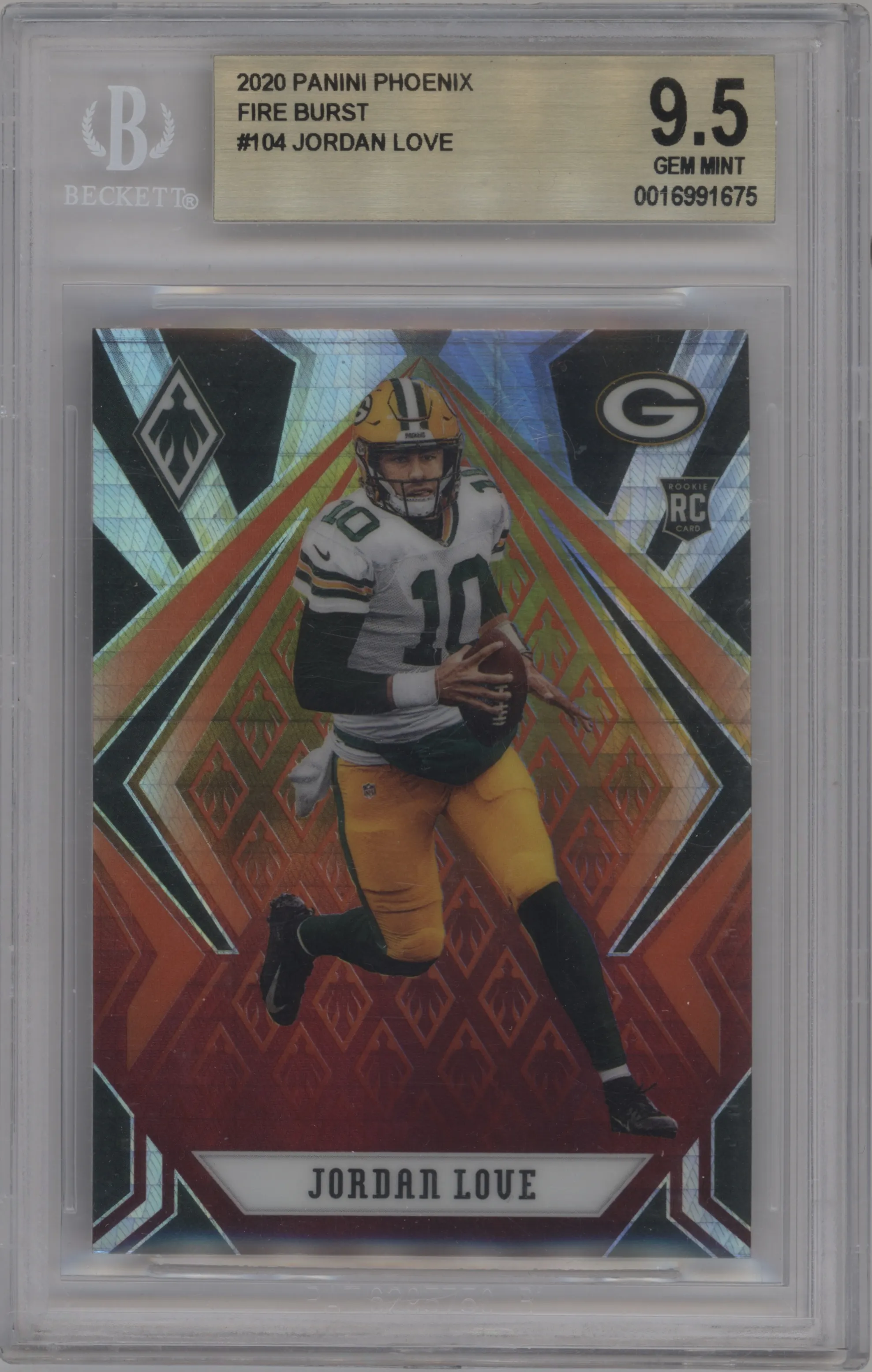 2020 Panini Phoenix Jordan Love Fire Burst BGS 9.5