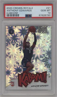 Anthony Edwards from the 2020-21 Panini Crown Royale set graded by PSA and given an overall grade of 10.