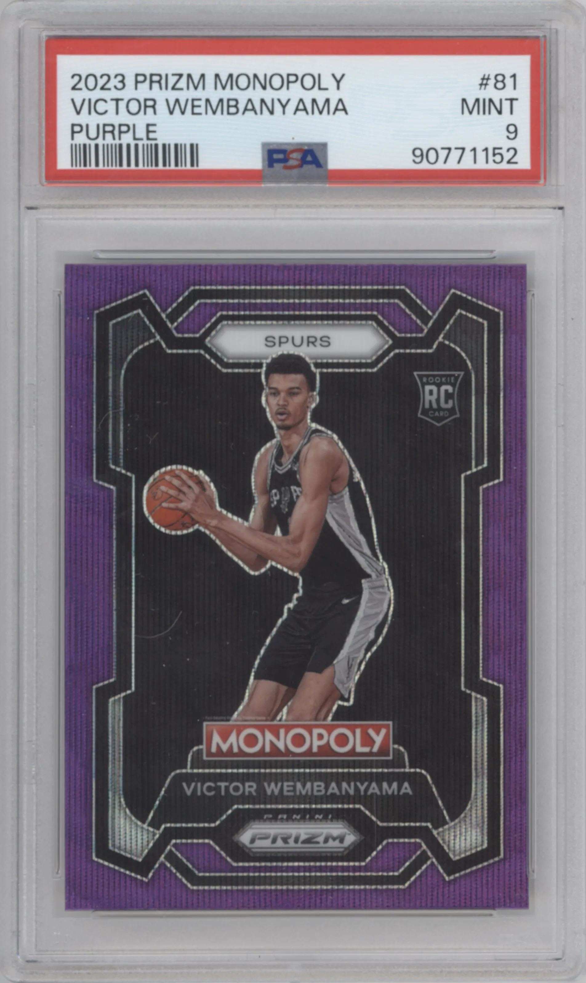 2023 Panini Prizm Monopoly Victor Wembanyama Purple #81 PSA 9