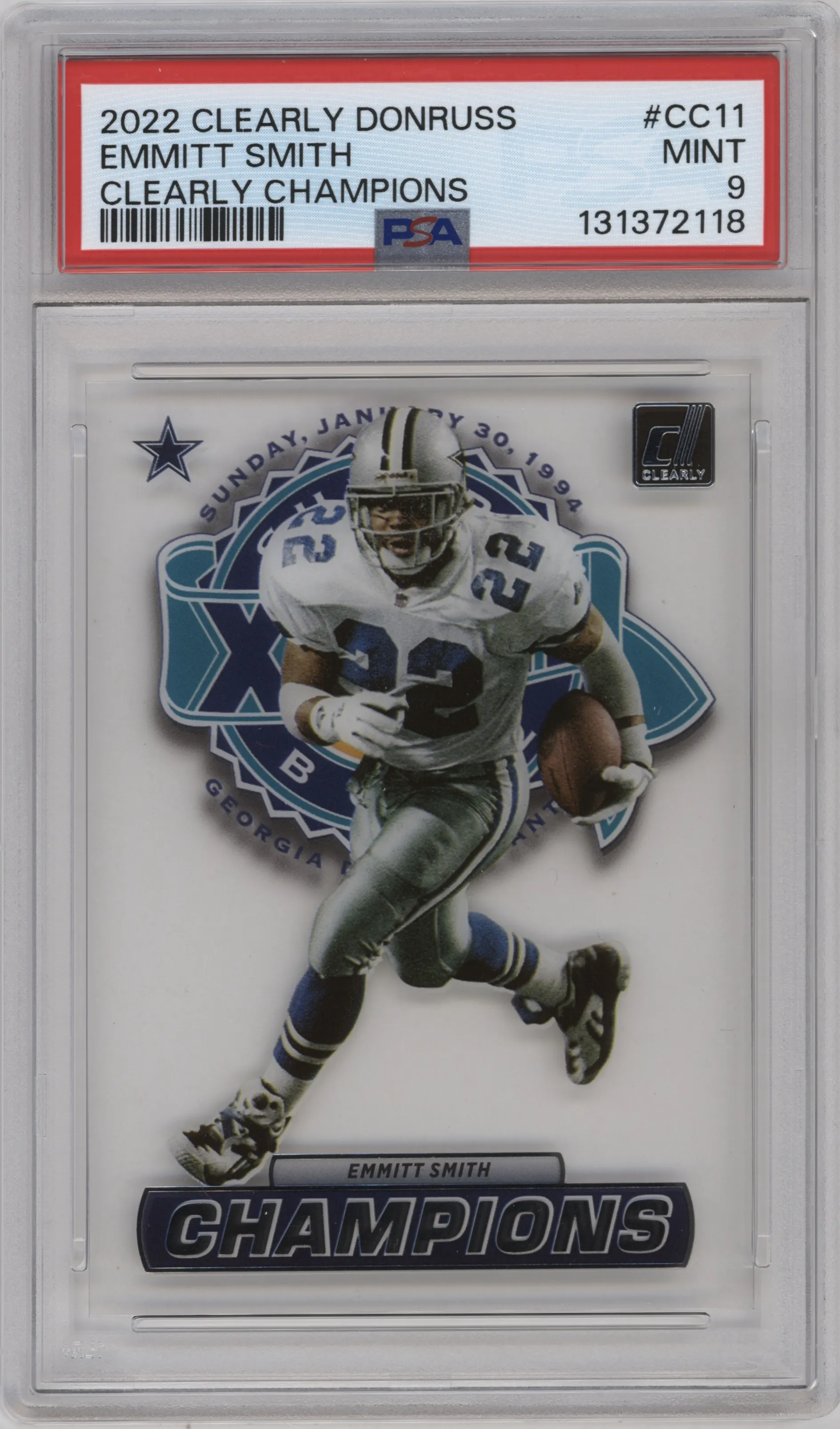 2022 Clearly Donruss Champions Emmitt Smith #CC-11 PSA 9