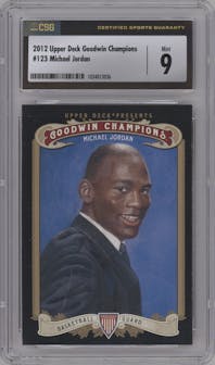 Michael Jordan from the 2012 Upper Deck Goodwin Champions set graded by CSG and given an overall grade of 9.