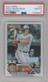 Adley Rutschman  from the 2023 Topps set featuring a Rainbow Foil parallel graded by PSA and given an overall grade of 10.