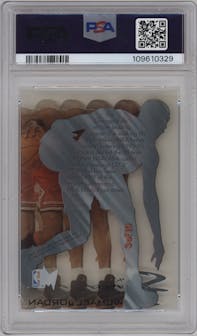 Michael Jordan from the 1995-96 Fleer Metal set graded by PSA and given an overall grade of 9.