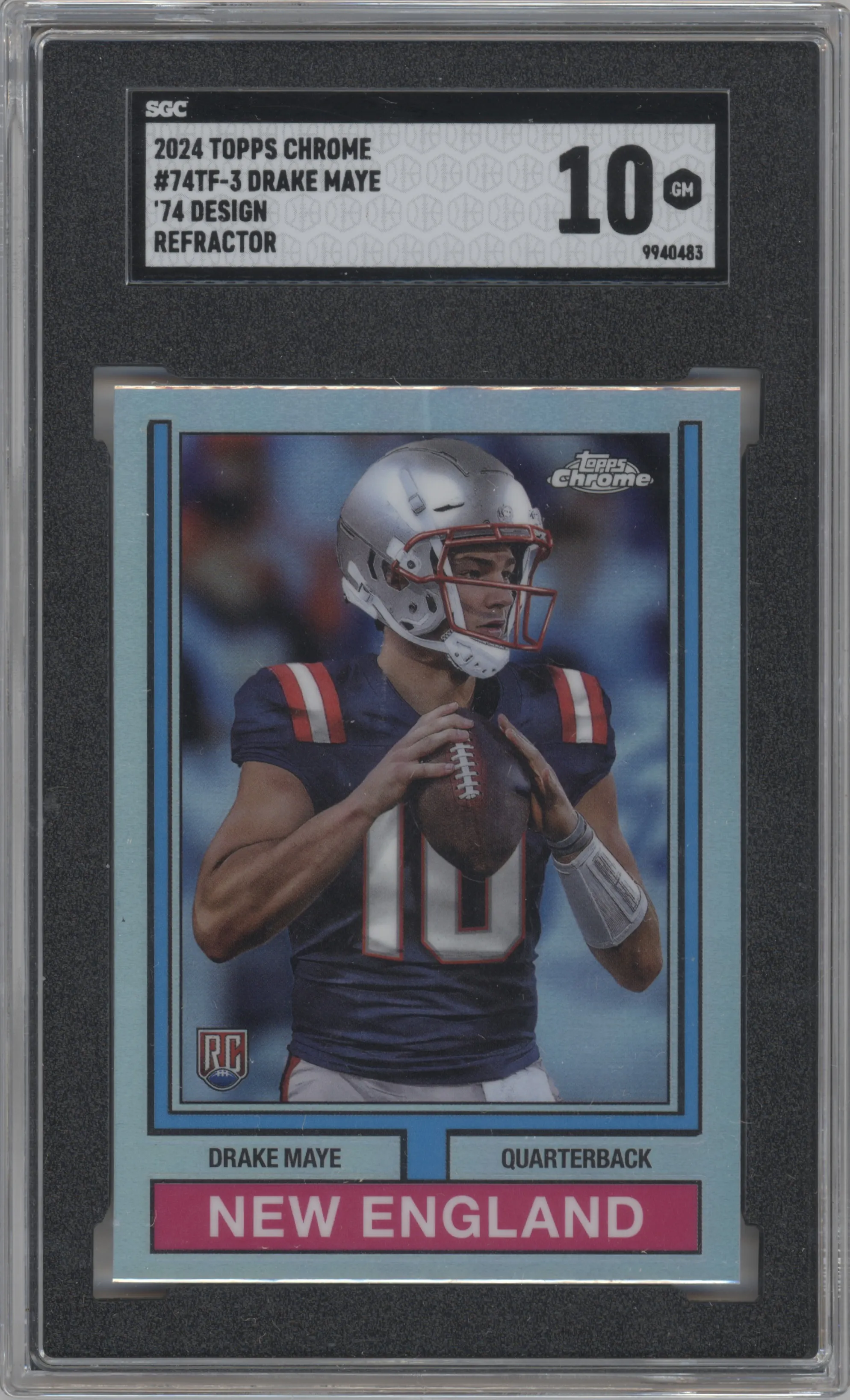 2024 Topps Chrome 1974 Drake Maye Refractor SGC 10