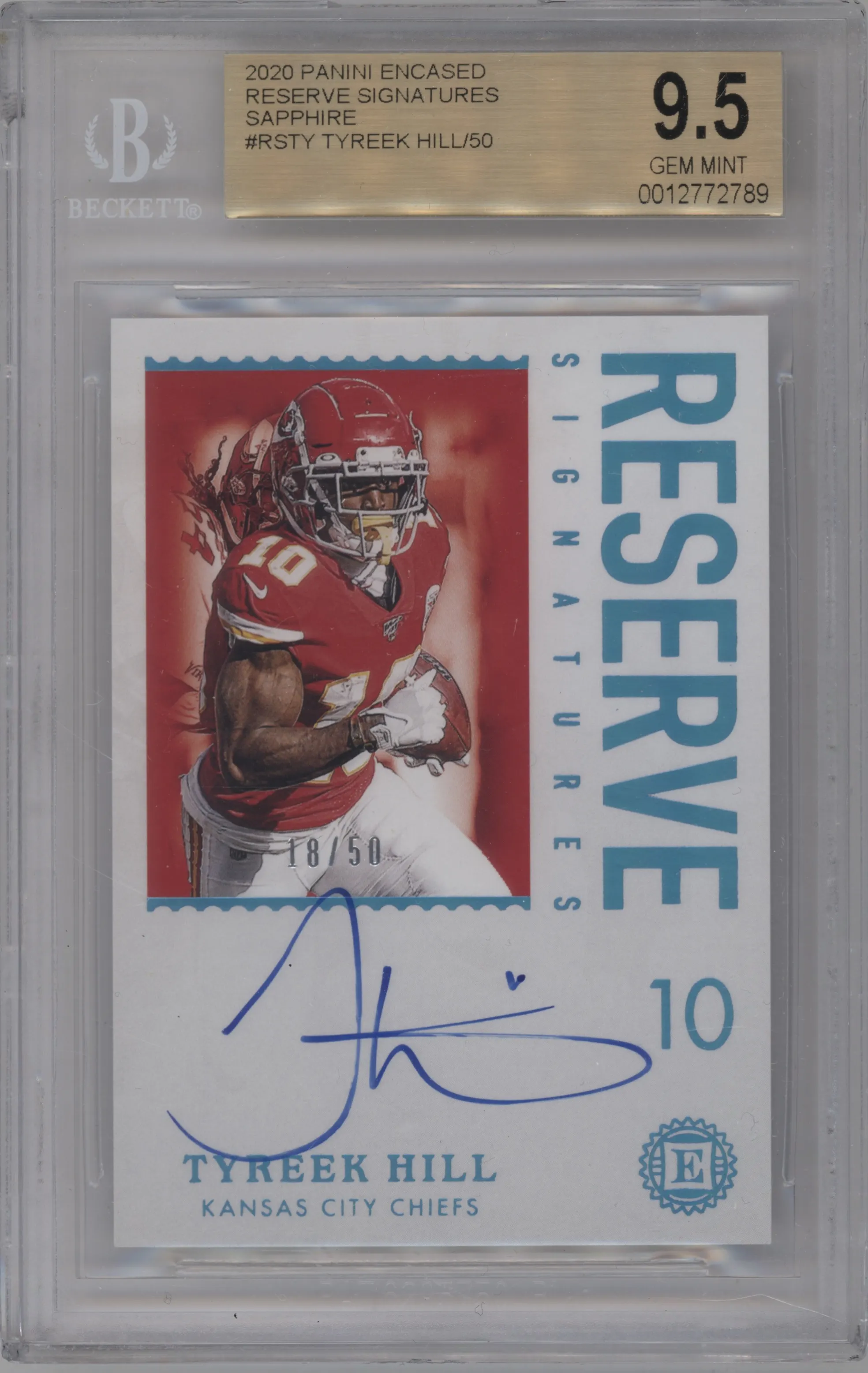 2020 Panini Encased Reserve Sig. Tyreek Hill Sapphire #RS-TY BGS 9.5