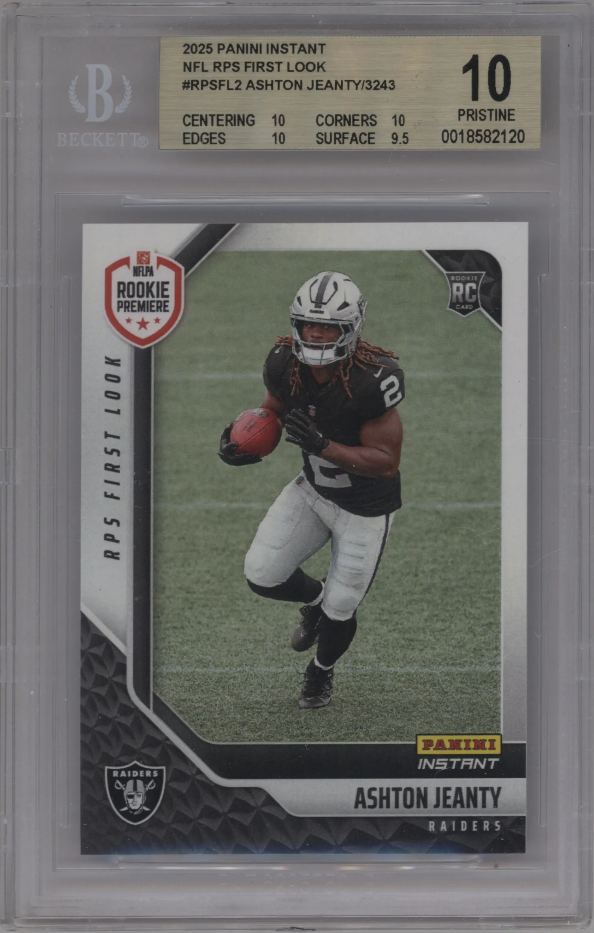 2025 Panini Instant NFL RPS First Look Ashton Jeanty BGS 10
