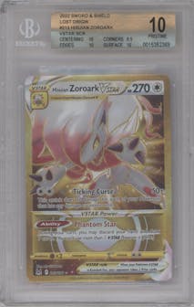 Hisuian Zoroark VSTAR from the 2022 Pokemon SWSH set graded by Beckett and given an overall grade of 10.