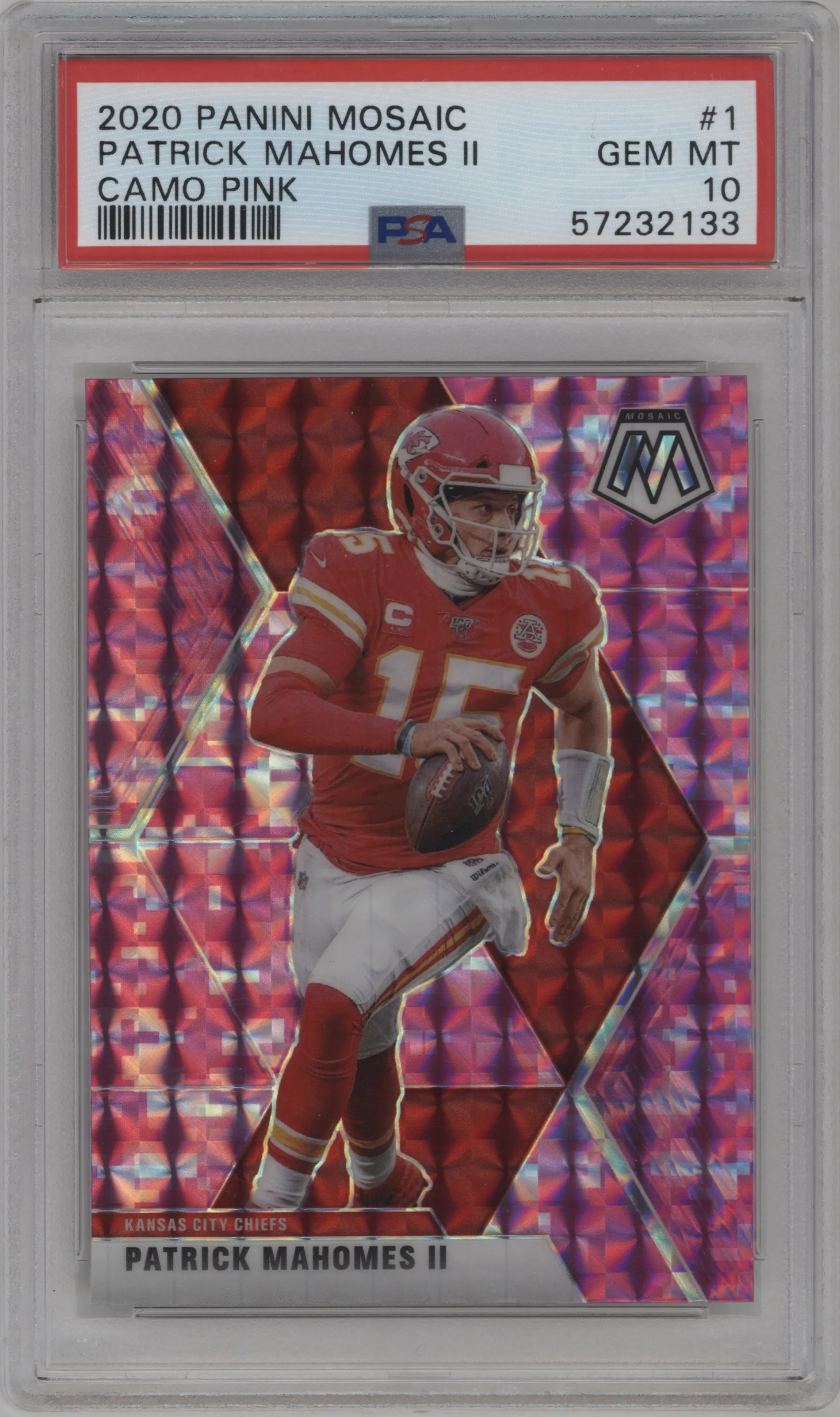 2020 Panini Mosaic Patrick Mahomes II Pink Camo #1 PSA 10