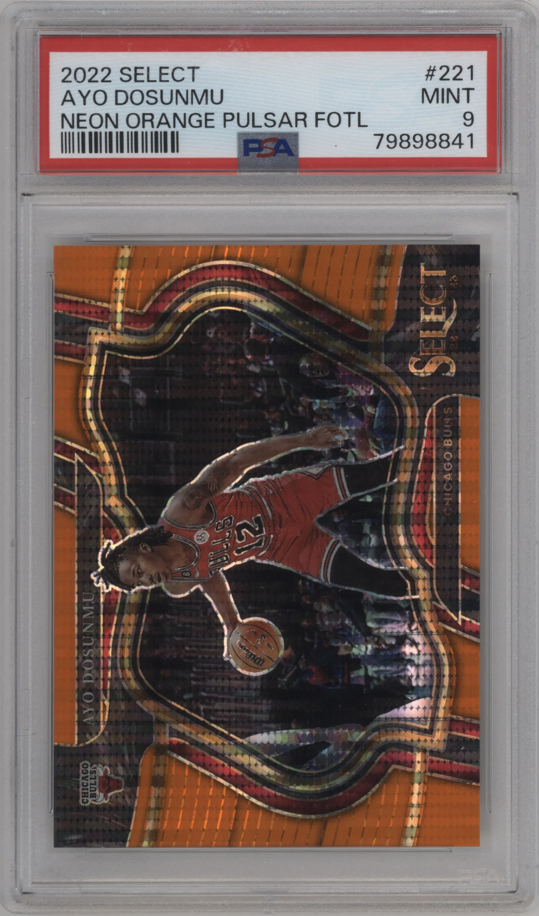 2022 Panini Select Courtside Ayo Dosunmu Neon Orange Pulsar #221 PSA 9