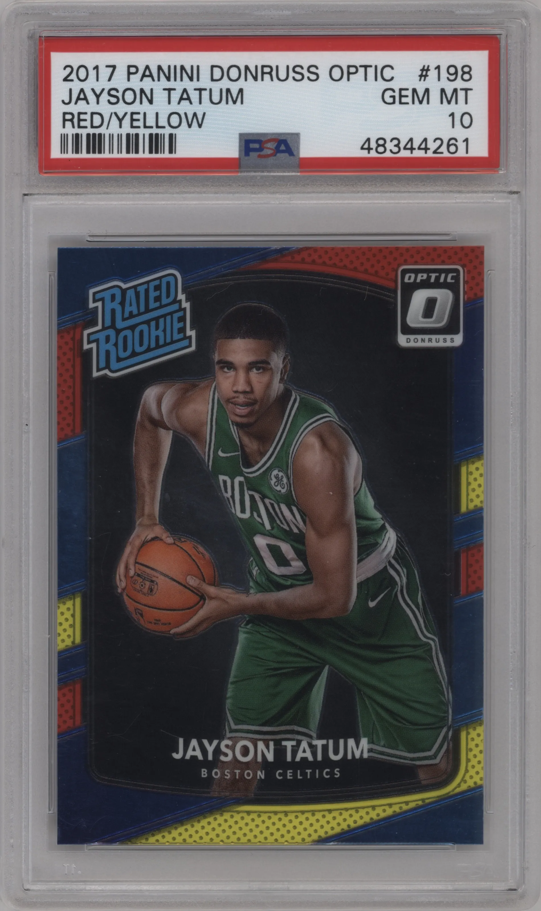 2017 Panini Donruss Optic Rated Rookie Jayson Tatum Red/Yellow PSA 10